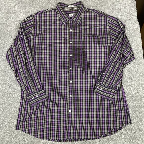 Peter Millar Shirt Mens L Casual Sport Purple Plaid Long Sleeve Button Collared - Picture 5 of 6